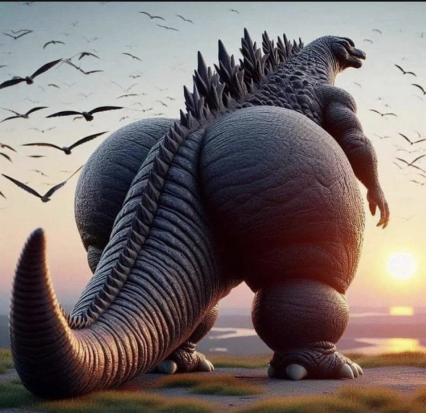 Godzilla caked up